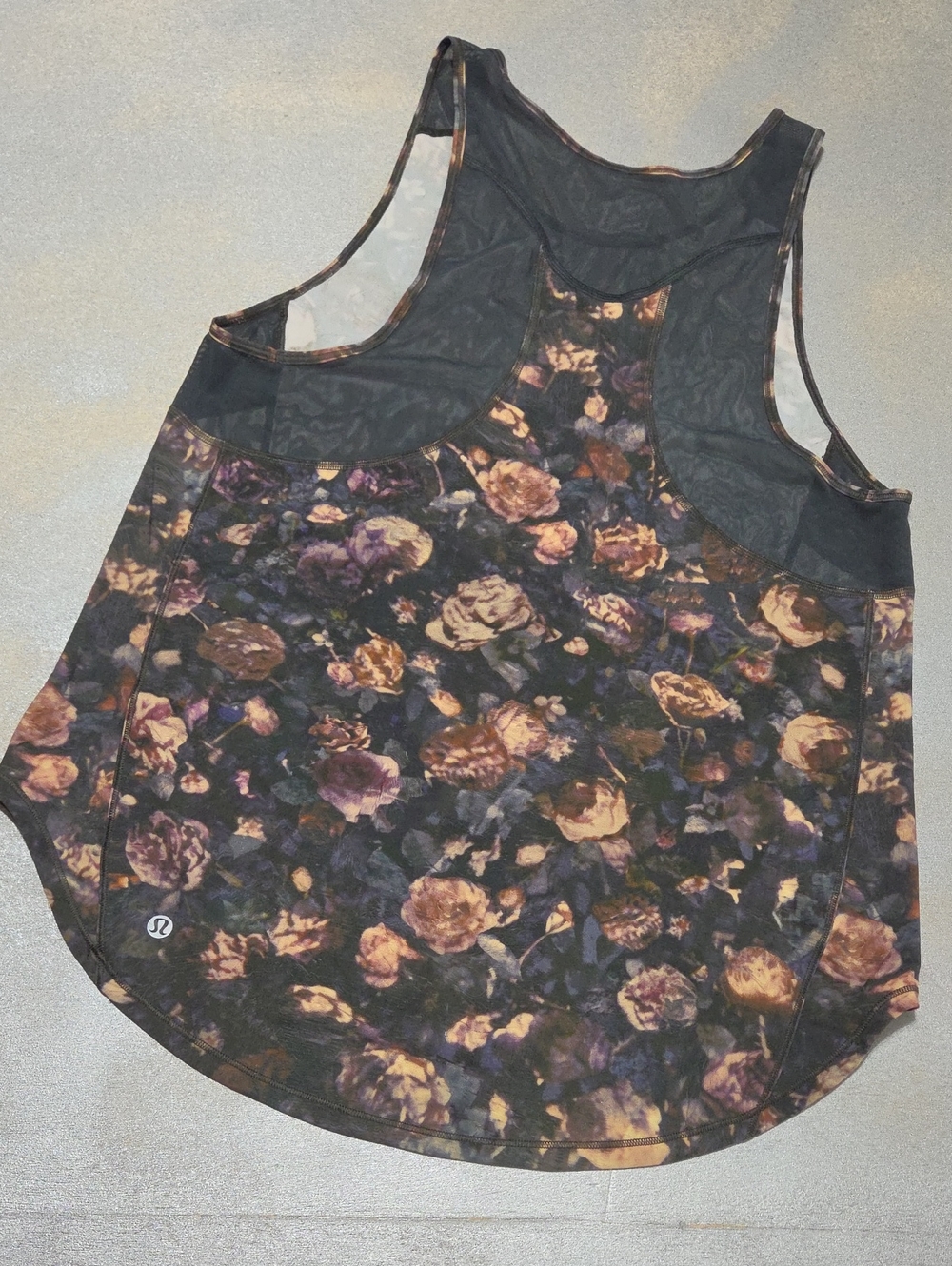 lululemon athletica Floral Racerback Tank Top in Black, Purple and Gold